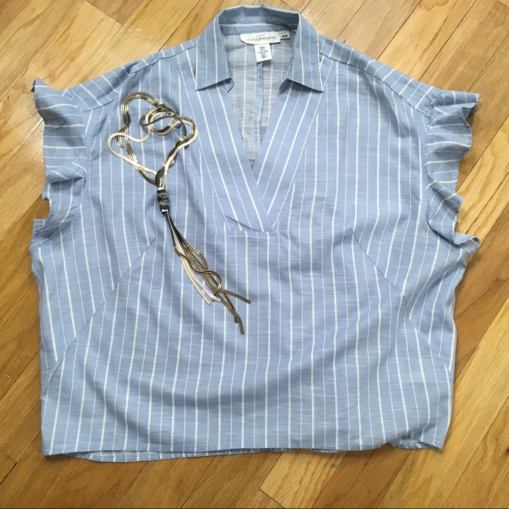 H&M  Loose Blue/White Top . Size 14